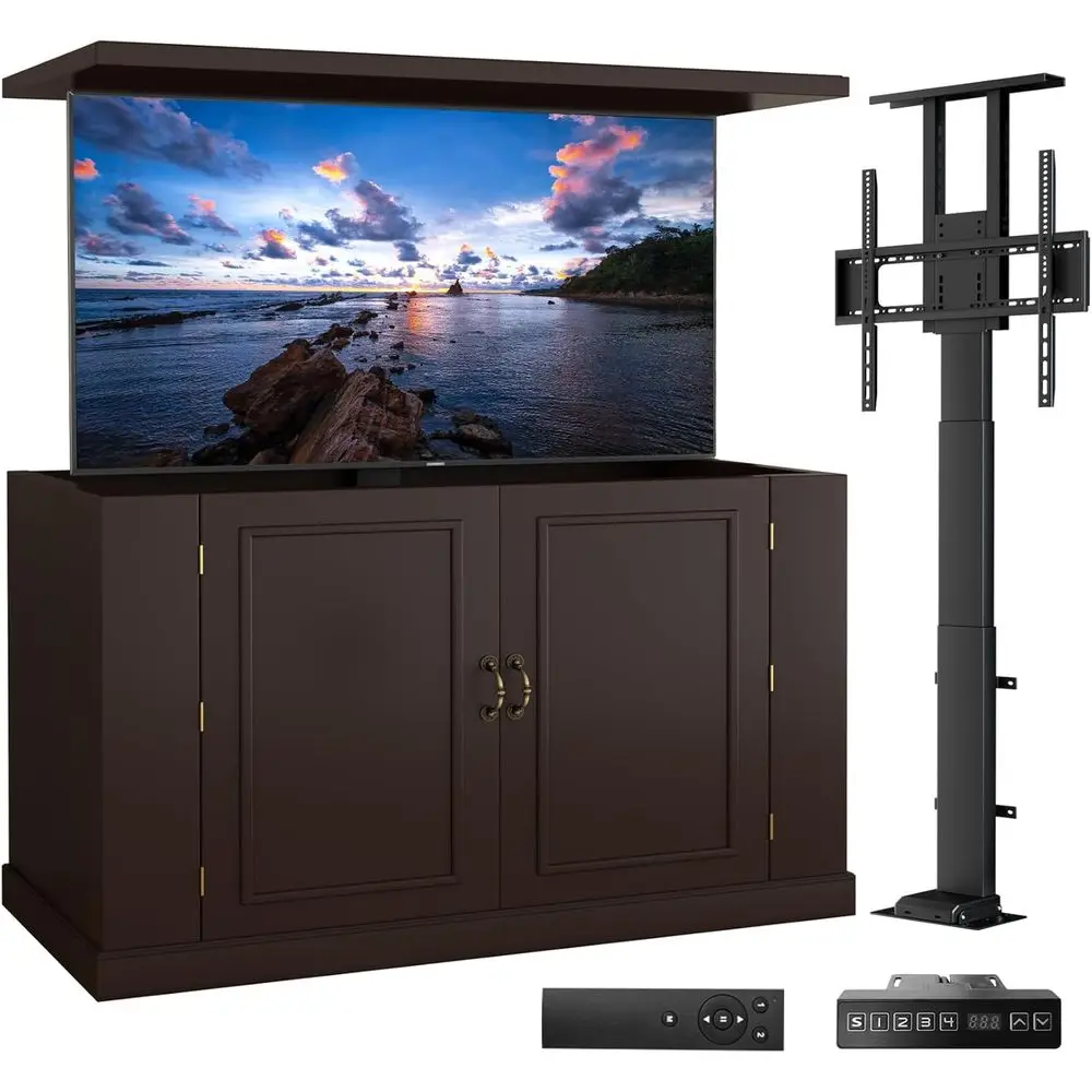 

Motorized Indoor/Outdoor TV Cabinet with Remote, LED-lit Stand for 32-50 TVs