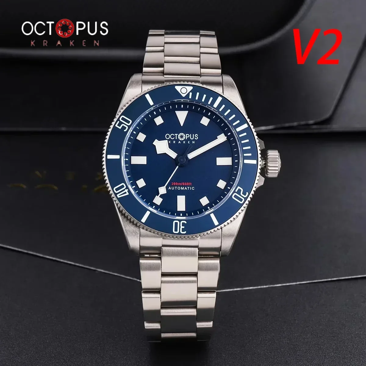 

Octopus Kraken Automatic Mechanical Titanium Men Diver Wristwatch PT5000 apphire Stainless Steel Waterproof 20Bar reloj hombre