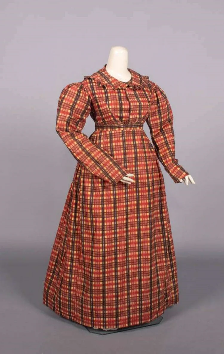 1860s Mourning Costume Victorian Civil War Scottish Plaid Bustle Dress Edwardian Walking Outfits Christmas Party Ball Gown