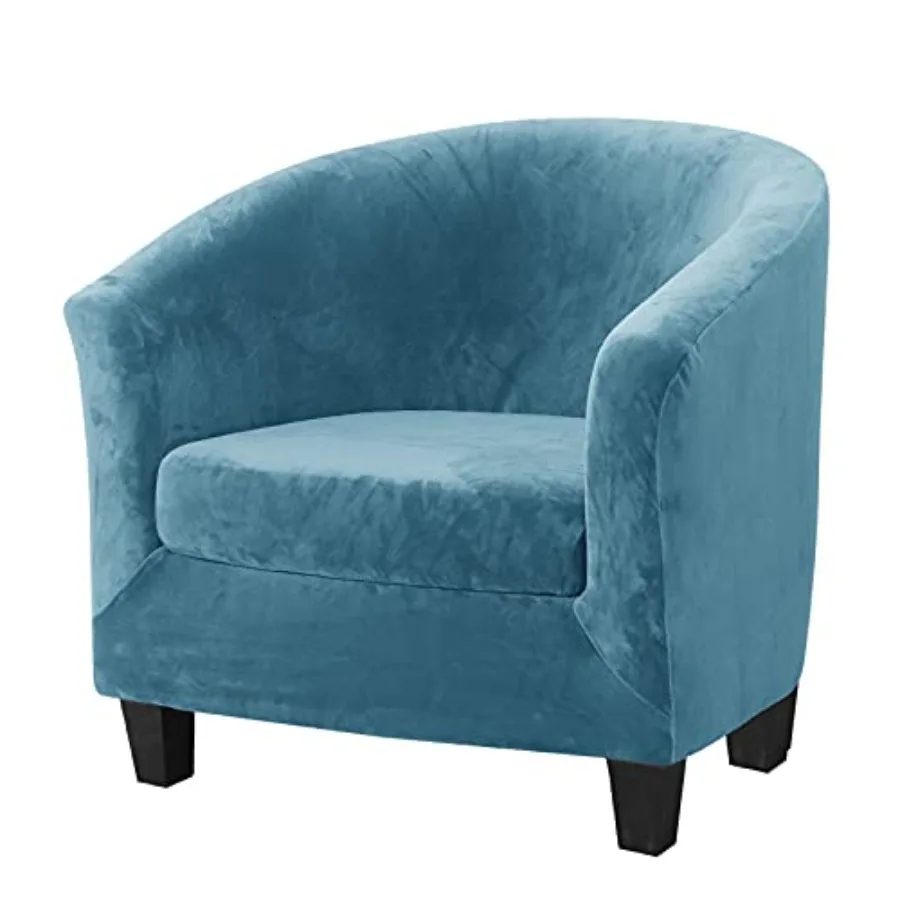 Velvet Tub Chair Cover with Cushion Cover Stretch Soft Washable Club Chair Slipcover Armchair Sofa Couch Furniture Protector fo