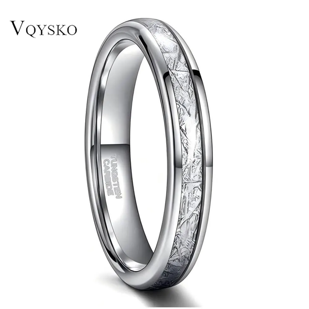 Fashion 4/6mm Men's Silver Tungsten Rings Rime Patterned Meteorite Silk Engagement Ring for Women's Valentine Gifts Jewelry