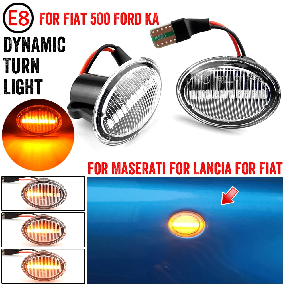 

For Ford KA 2009-On CaFender Lights Car Side Marker Lights Turn Signal For Fiat 500 2007-On LED Dynamic Lamps