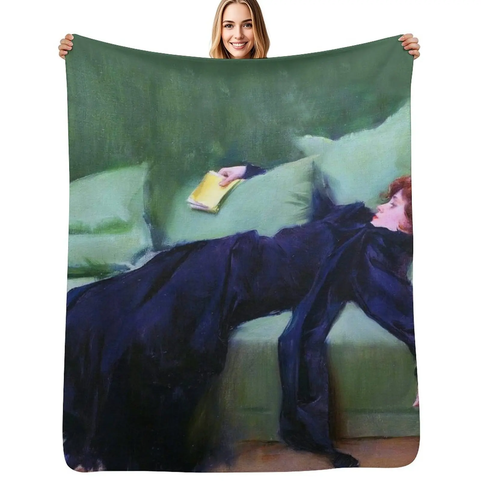 Ramon Casas i Carbó - Manta decorativa con diseño de mujer joven decadente después del baile, manta ligera y suave para cama, para todas las estaciones