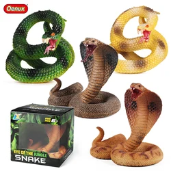 Oenux Forest Snakes Animals Cobra Rattlesnake Python Action Figures Reptiles Model Solid PVC Collection Kids Toy Gift With Box