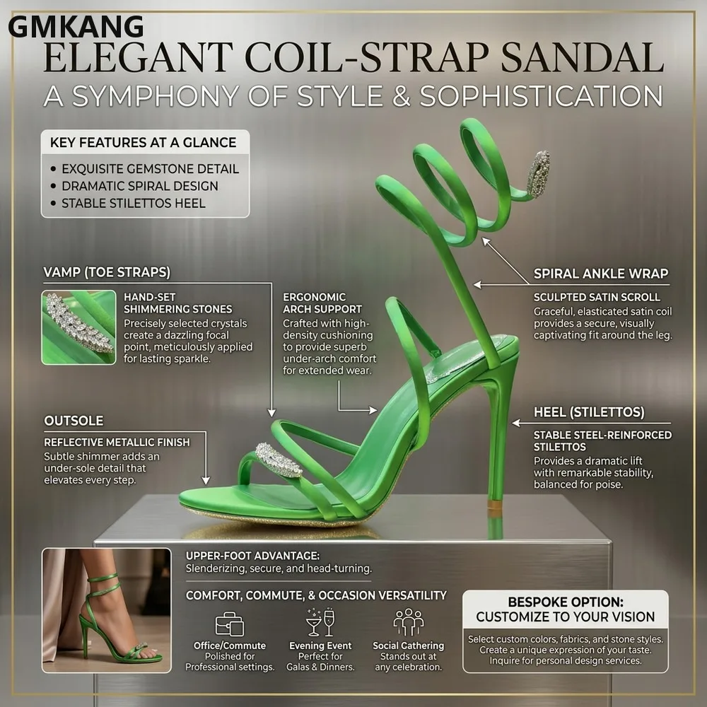 Summer Stiletto Sandals Crystal Ankle Wrap High Heels Women Sexy Thin Heel Party Shoes Open Toe Rhinestone Dress Sandals