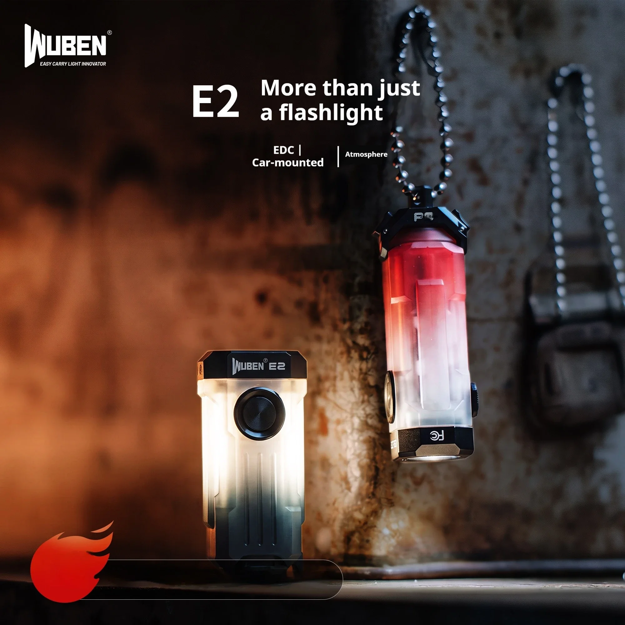 WUBEN E2 Mini Flashlight 150 Lumens USB-C Rechargeable Magnetic Tail IP66 EDC Keychain Light for Camping Running Portable