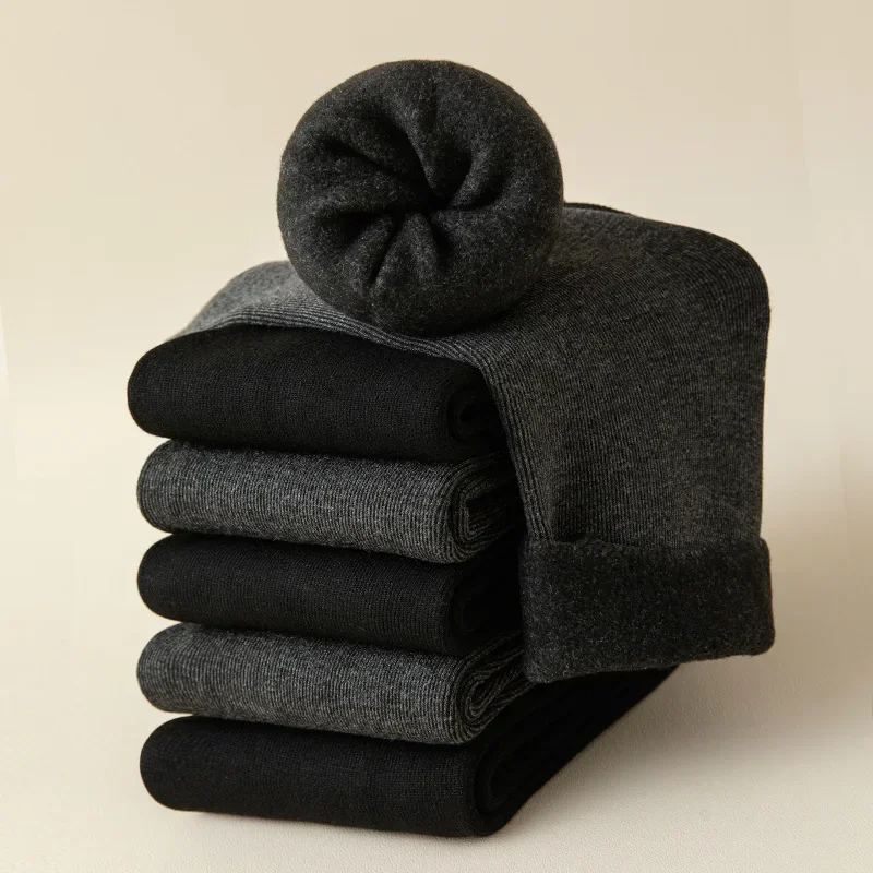 4 Pasang Kaus Kaki Musim Dingin Pria Kaus Kaki Bot Salju Termal Tebal Hangat Kaus Kaki Lantai Warna Solid Kaus Kaki Kasmir Anti-dingin Luar Ruangan Lembut