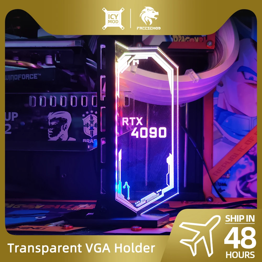 

Transparent Vertical GPU Support For RTX 4090 4080 Customize VGA Bracket Customizable Stand Holder DIY 12V/5V AURA SYNC PC MOD