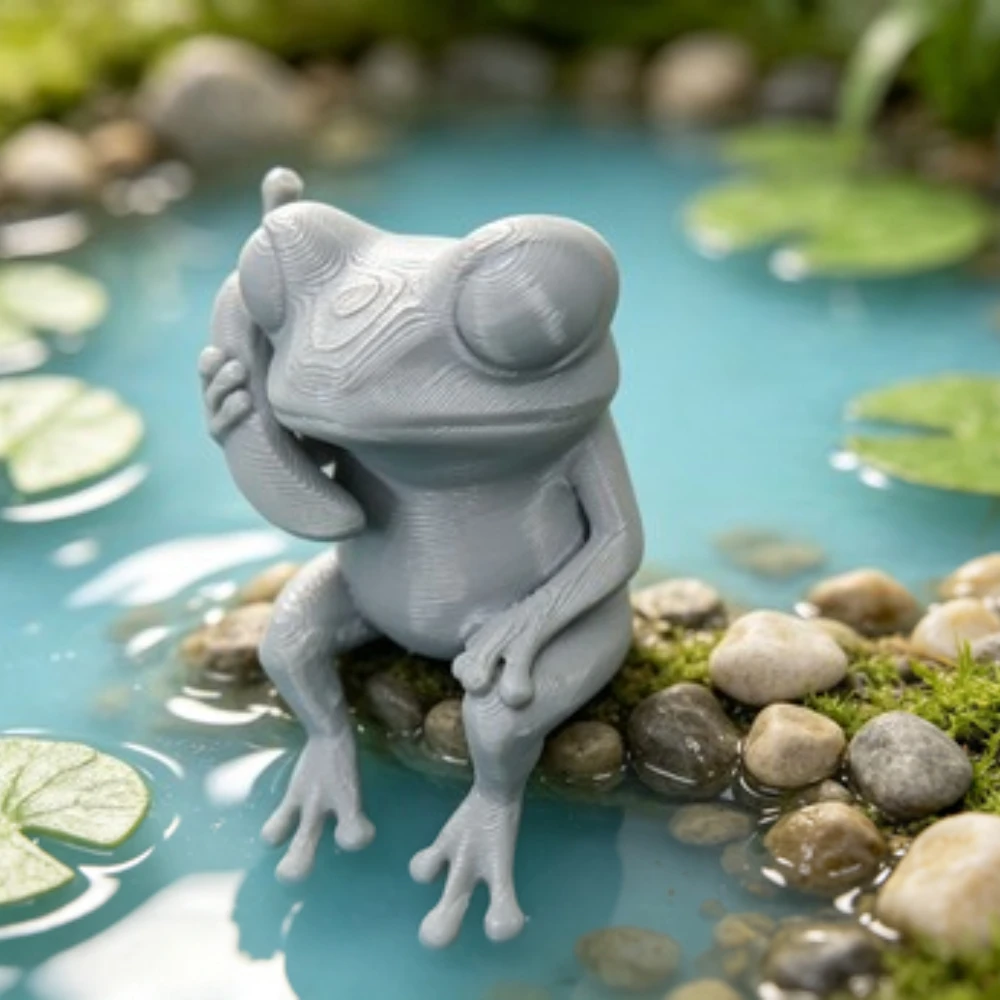3D Printed Banana Frog Monitor Buddy Figurine Edge Hugger Screen Sitter Decor Frog Model Desktop Edge Hugger Screen Sitter