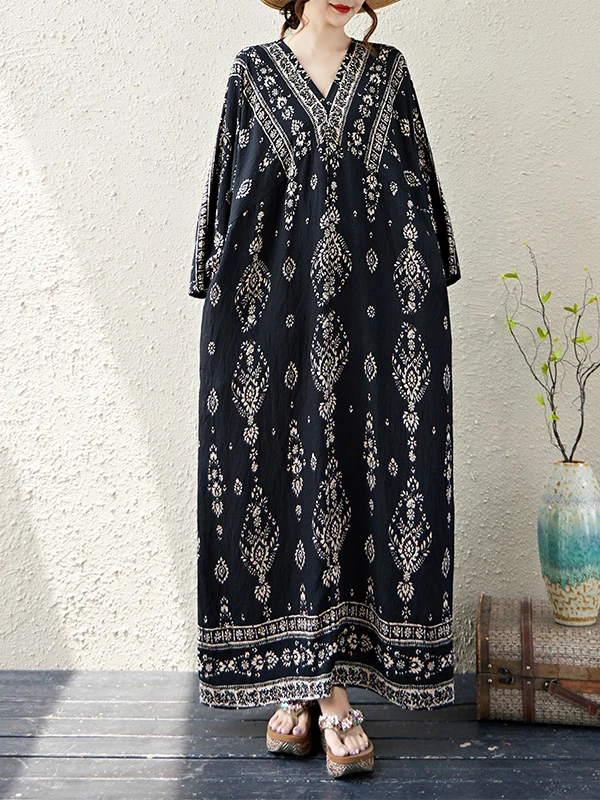 Vestido de Mujer Hoado y Deado con Protección Solar UV, Cuello en V, Diseño Floral, Manga Larga, Estilo Hang Sai, Talla E...