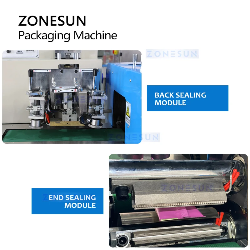 ZONESUN Horizontal Flow Bagging Machine Automatic Plasticine Sealant Feeding Cutting Sealing Packing Mass Production ZS-HYS450N