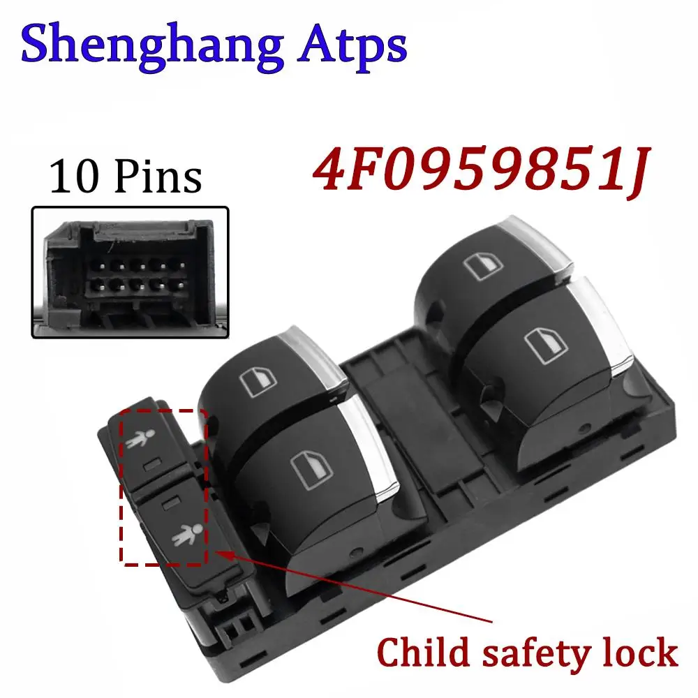 Master Window Switch Button Control With Child Safety Lock 4F0959851J 4F0 959 851 J 4F0959851G 4F0 959 851 G For Audi Q7 2006-15