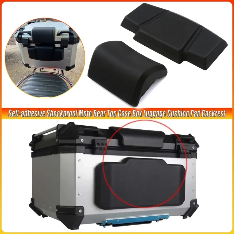 Motorcycle Passenger Backrest Back Pad Self-adhesive Shockproof Moto Rear Top Case Box Luggage Cushion Pad Backrest Universal