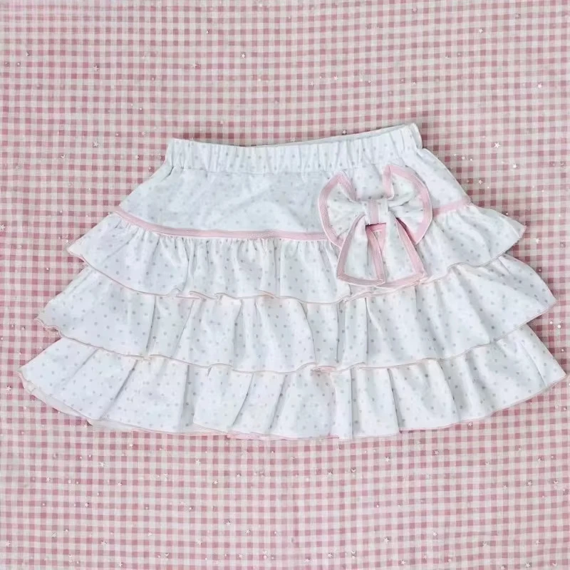 Mini Skirts for Women Sweet Cute Jupe Fashion Summer Japanese 2026 Faldas Mujer De Moda Bow Polka Dot Ruffles Y2k Skirt