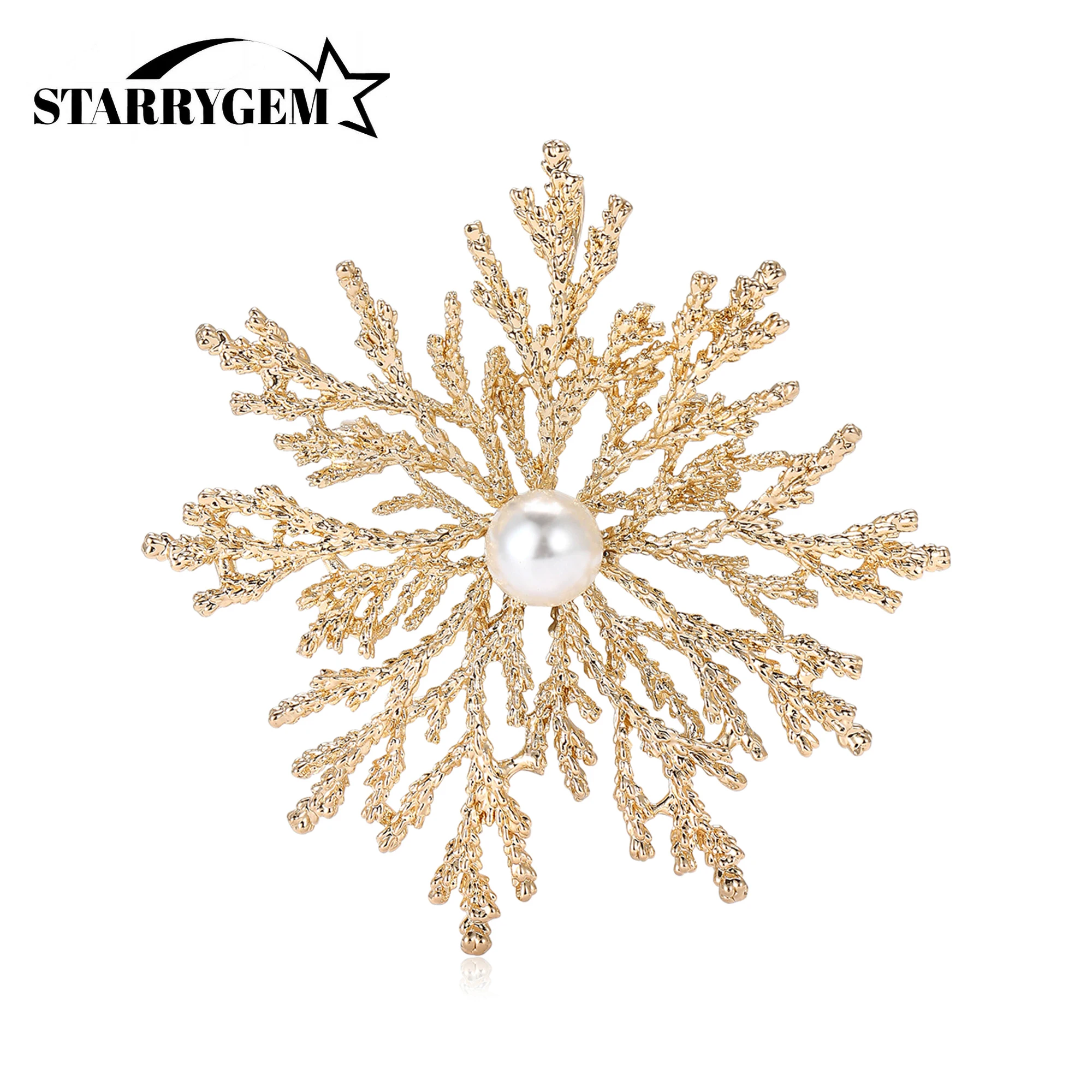 Pearl Snowflake Brooches for Women Unisex Enamel Weather Cloud Pins Office Party Friend Gifts Jewelry Accessories