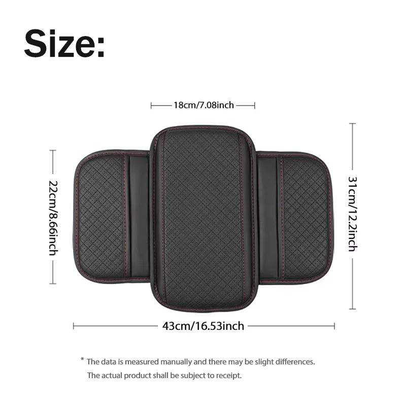 Car Center Console Armrest Pad PU Leather Arm Rest Cushion With Side Storage Pockets Relieve Hand Fatigue Car Interior Parts