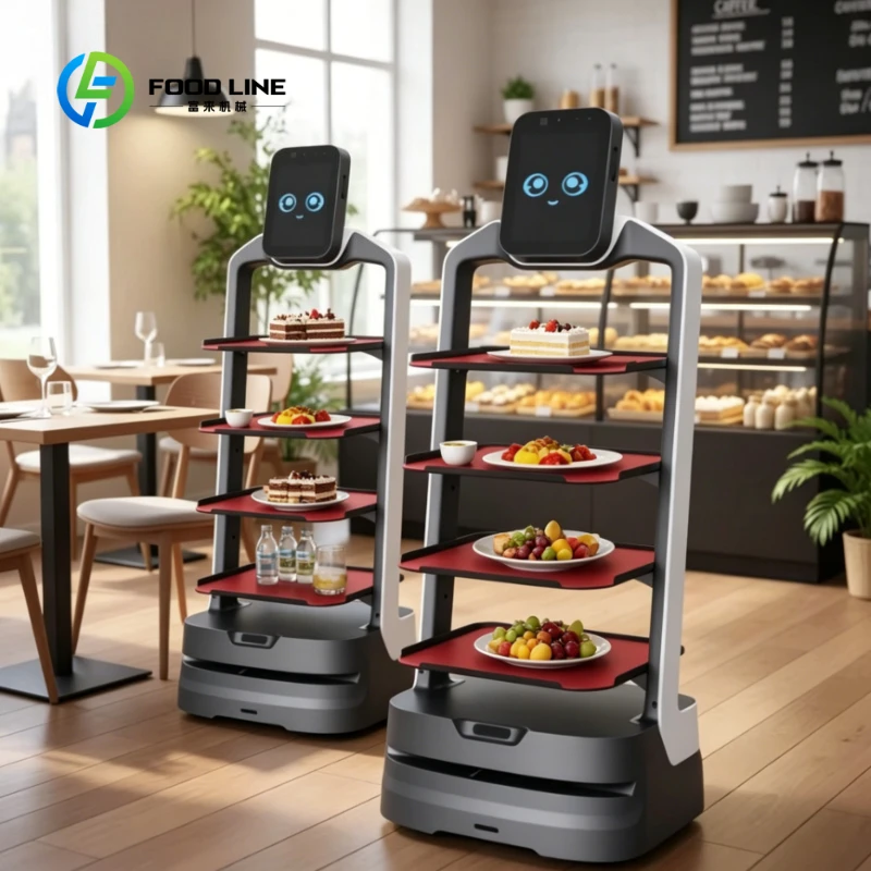 Customized Autonomous Navigation Serving Robot Food Delivery Robot with Top Emotional Screen & Wide Anti-Collision Chassis