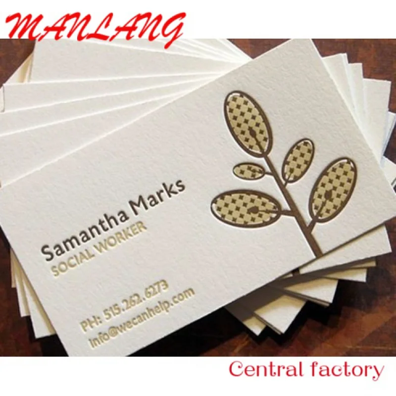 Custom  Gold foil spot uv embossed business card, letterpress business card