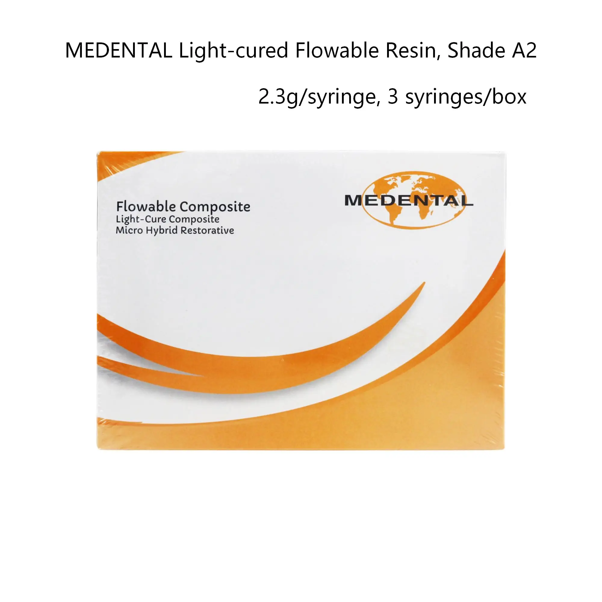 Dental Light Cured Flowable Composite Resin A2&A3 Shade, Cavity Restoration Filling Material, 2.3g/Syringe, 3 Syringes/Box