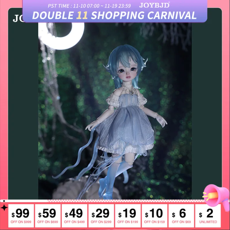 

JOYBJD 1/6 Кураж, полный комплект, кукла BJD, синий морской эльф, милая игрушка в стиле медузы из смолы