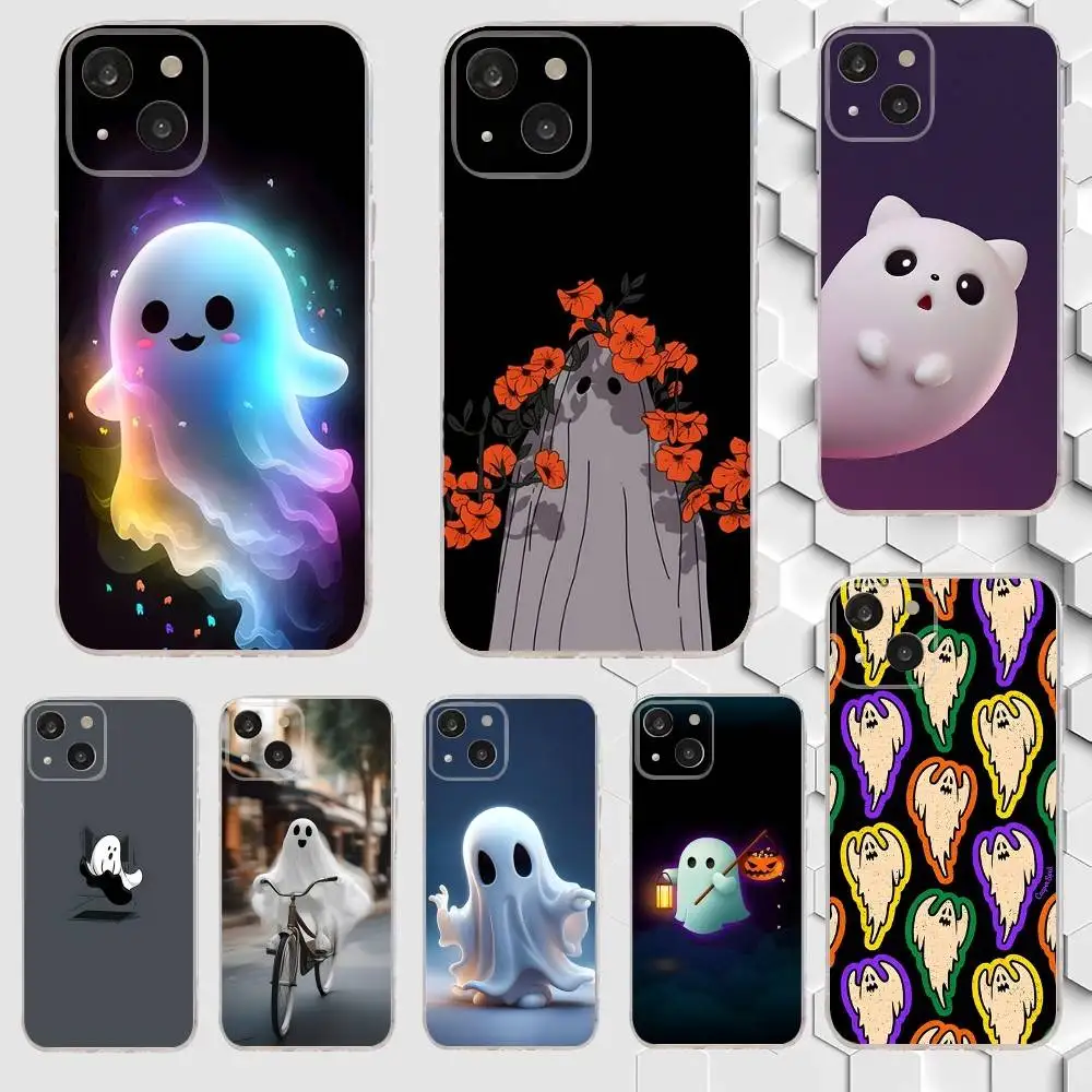 

Cute Ghost Phone Case For iPhone 17,16,15,14,13,12,11 Plus,Pro,Max,Air,XR,XS,X,7,8 Plus,SE,Mini Transparent Soft