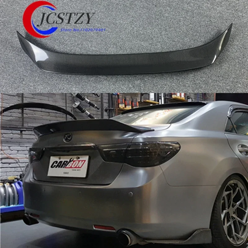 For Toyota Mark X REIZ Spoiler 2010-2017 Year Glossy Carbon Fiber FRP Rear Wing K Style Accessories