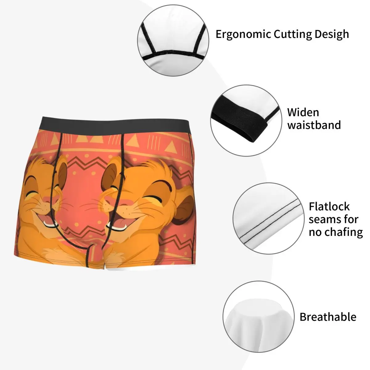 Personalizado divertido el Rey León gráfico Boxers pantalones cortos bragas calzoncillos masculinos cómodos KawaiiSimba Cub película calzoncillos ropa interior