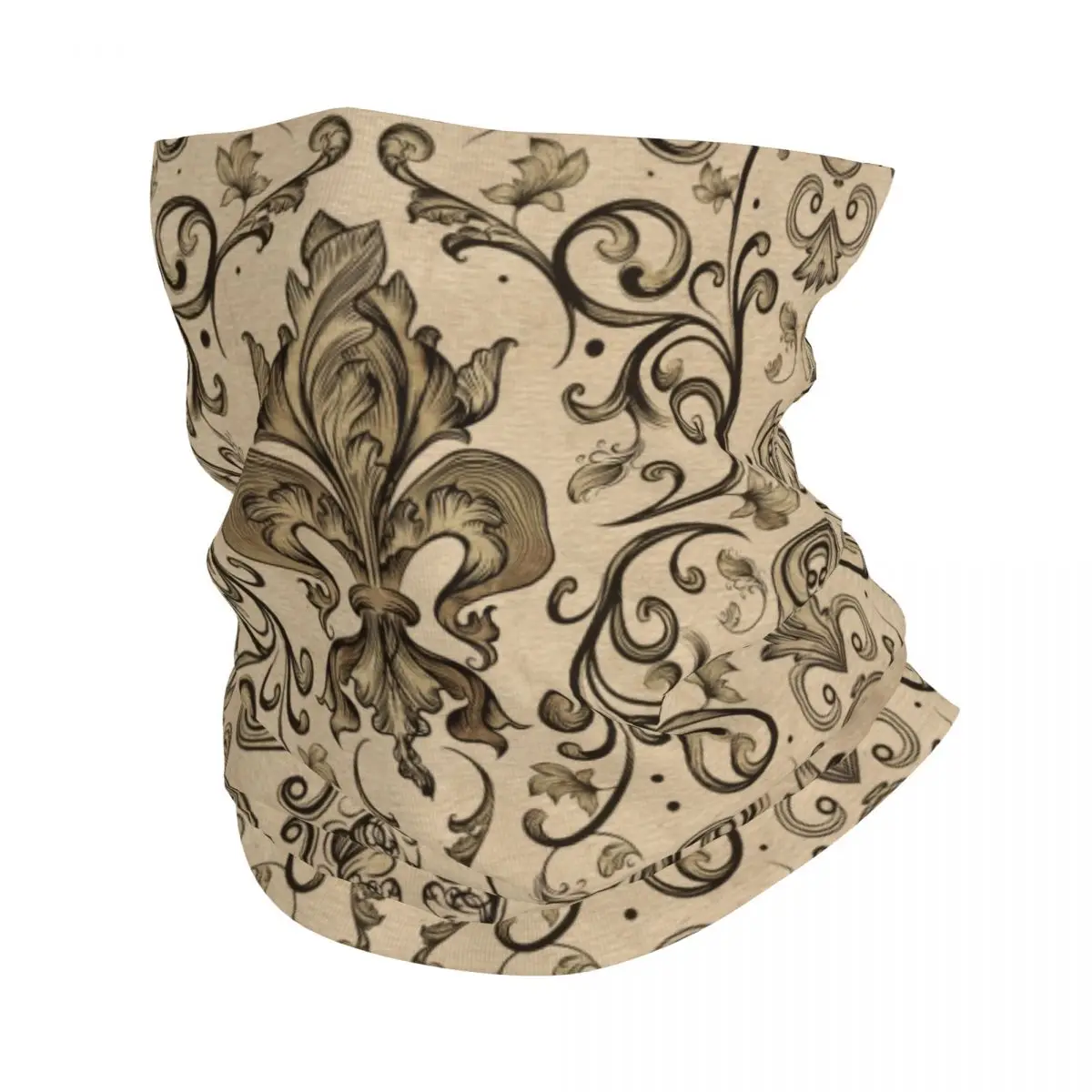 Vintage Fleur De Lis Bandana Neck Gaiter for Hiking Cycling Women Men Wrap Scarf Lily Flower Fleur-De-Lys Balaclava Warmer