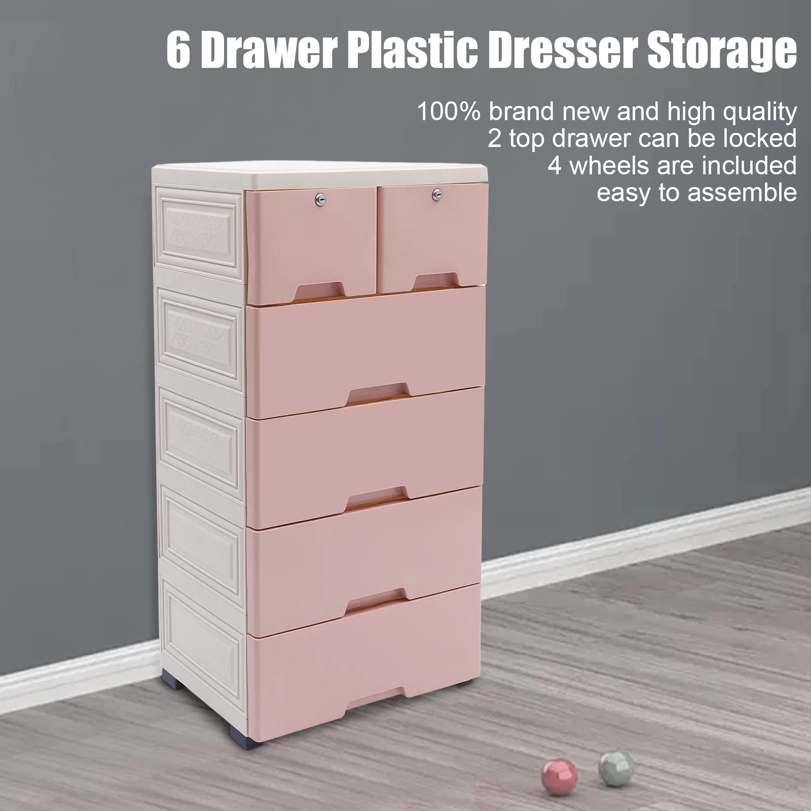 Plastic Storage Dresser Bedroom 6 Drawer Clothes Organizer Tower Cabinet Office