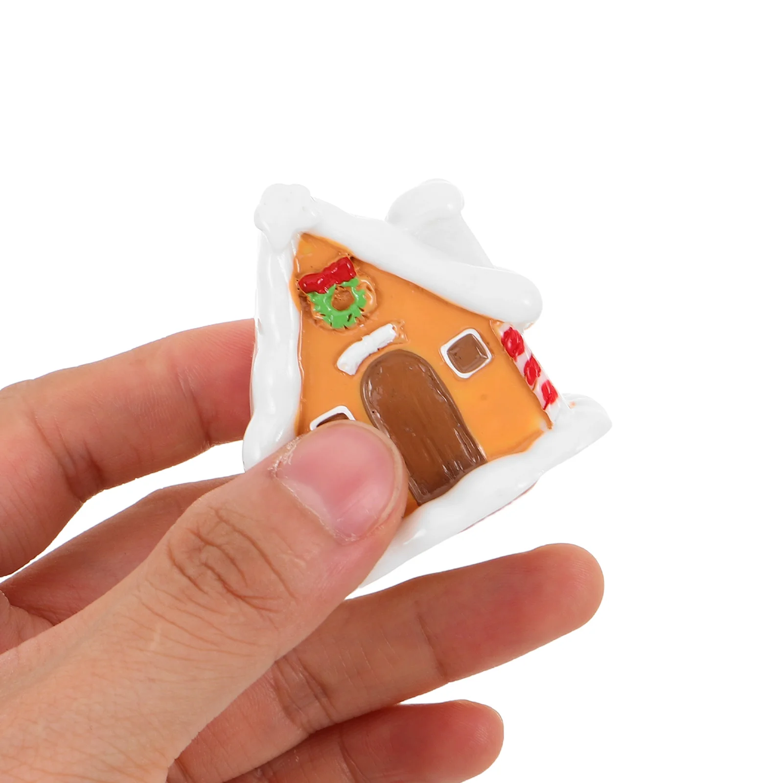 

6 pcs Christmas Moss Micro Landscape Mini Resin Gingerbread Village Figurines For Holiday Tabletop Decoration Xmas Party