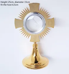 Catholic Holy Reliquary Brass Monstrance, High Polished Communion Host Case, Church Supplies