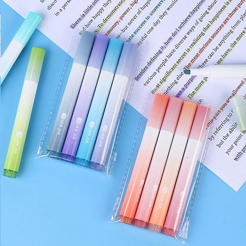 ปากกาเรืองแสงสำหรับนักเรียนปากกามาร์กเกอร์ไฮไลท์น่ารักปากกาคาวาอิสำหรับเด็กผู้หญิงแปรงไฮไลต์ลักษณะสูง