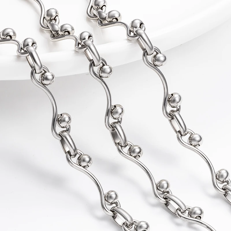1meter Stainless Steel Double Bead Ruyi Chain For Jewelry Making Supplies DIY Fashion Necklace Bracelet Connect  Accessories