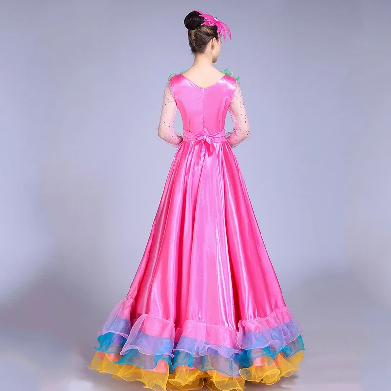 Robe de flamenco pour femmes adultes, vêtements élégants de corrida espagnole, jupe gitane, danse de salon, costume de performance Big Swing VO1045