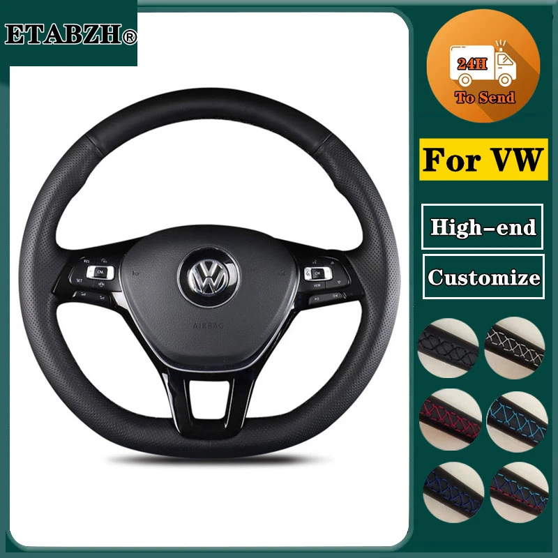 Customized Braid Car Steering Wheel Cover For Volkswagen Vw Golf 7 Mk7 Nieuwe Polo jetta Passat B8 Steering Wrap Car Accessorie