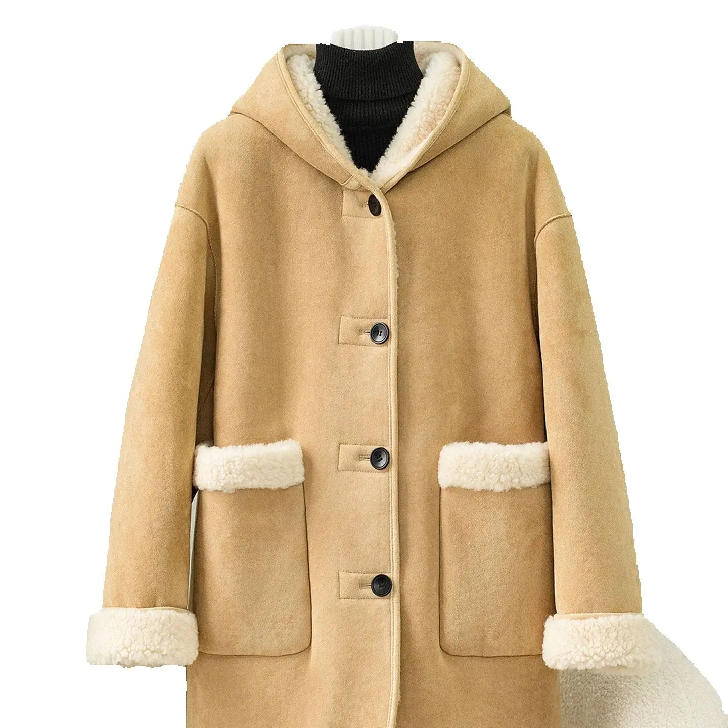 Wear a 100-wool, suede, velvet and fur hooded jacket on both sides and a lambskin fur coat for warmth in winter