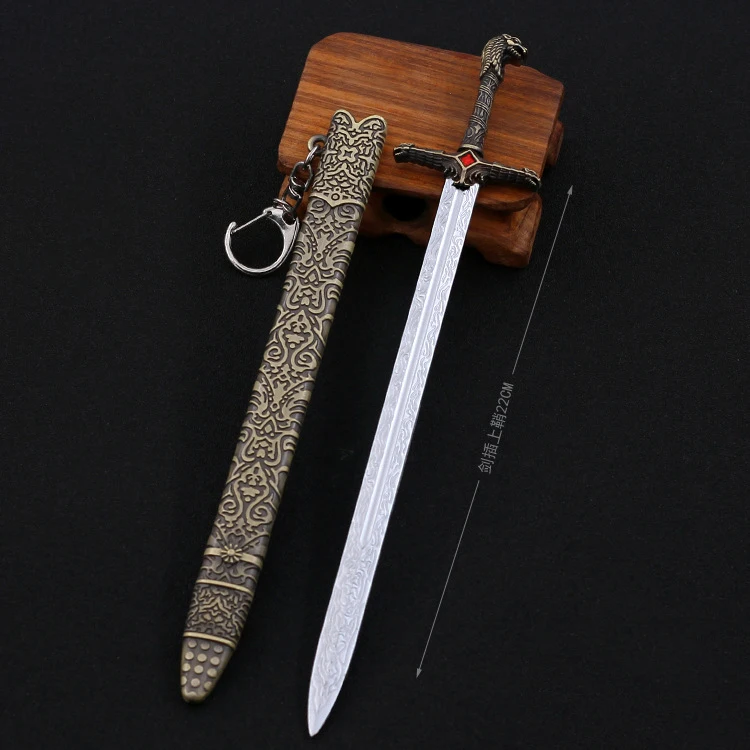 21cm Game Thrones Oathkeeper Sword Ancient Traditional Peripherals Keychain Weapon Model Metal Action Figures Gift Toys Game Boy