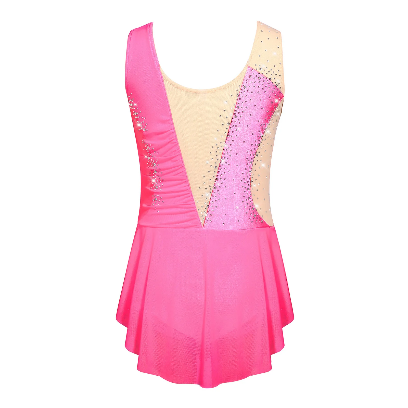 

Детское платье для балета и фигурного катания для девочек, без рукавов, с блестящими стразами, драпировкой и боковым разрезом, для современного танца