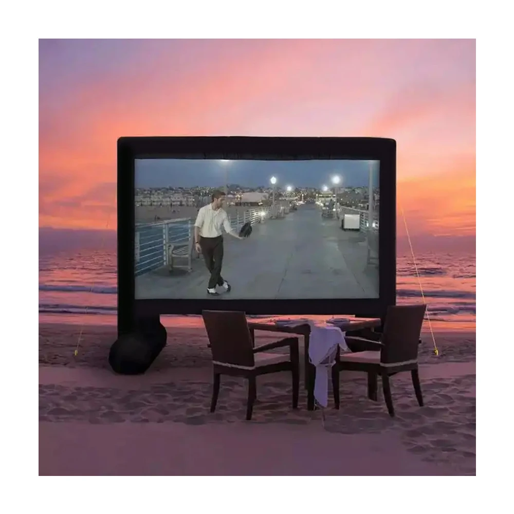 Aangepaste buitenprojectieprojectiescherm voor en achter Luchtblazer Opblaasbaar filmscherm met stoelen Eenvoudige bioscoop