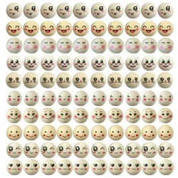 100pcs/Set Wooden Ball 20mm Loose Beads with Face Wooden Beads for DIY Jewelry