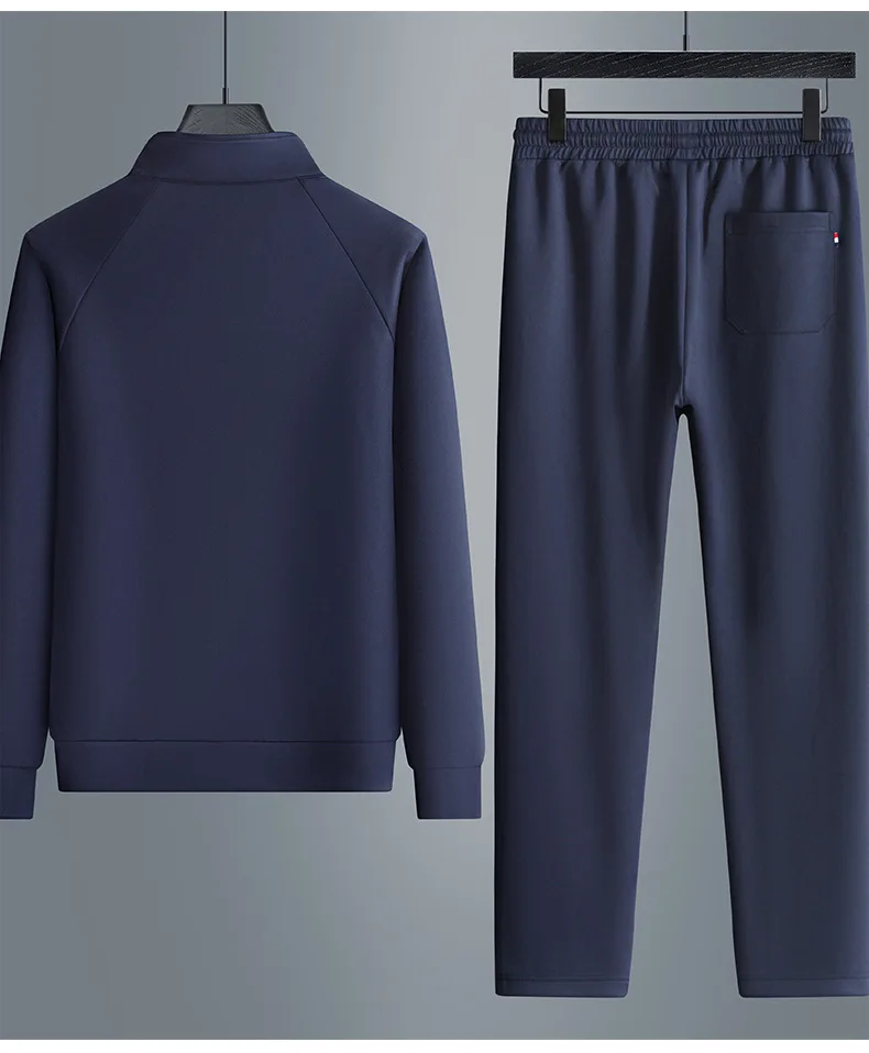 Herren Mode Locker Sitzender Stehkragen Sportanzug Langarm-Shirt Gerade Hose Weich Atmungsaktiv Herbst Streetwear Jogging Alltagskleidung – Detail 8