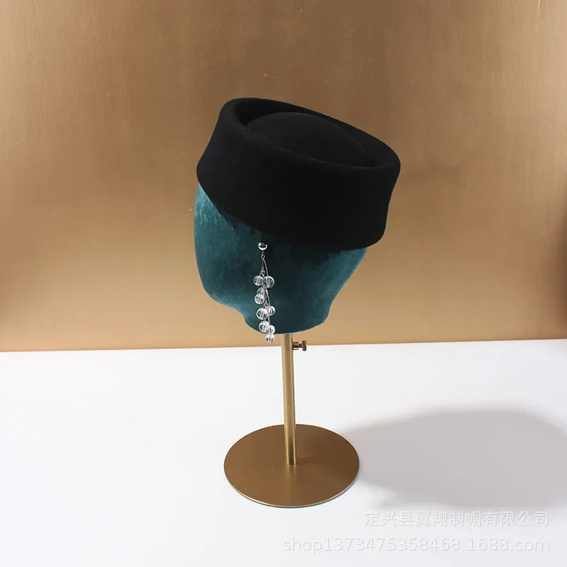 Herbst und Winter Hohe Qualität Wolle Baskenmütze Britischen Retro Pillbox Hut Frauen Französisch Elegante Fedoras Sailor Hut Kapitän Kappe Damen – Detail 6