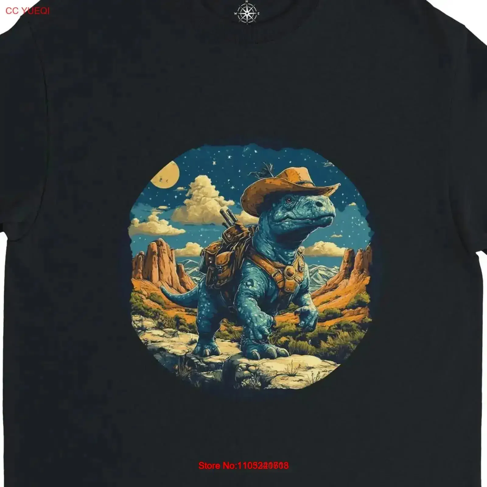 Dinosaur Cowboy T Shirt Men's Dad's Father's Day Boyfriend vintage Washed Stylish Breathable Stretched Soft streetwear graphic