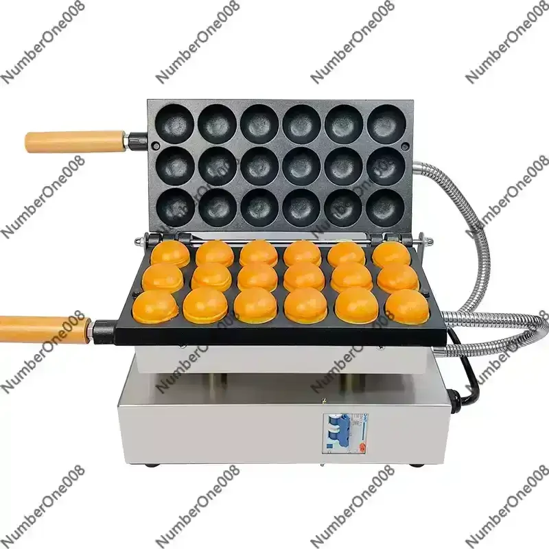 Commercial Round Waffle Maker Machine, 1600W Bubble Waffle Maker for Egg Waffle, 4CM Ball Waffle Cake Baker for Ice Cream
