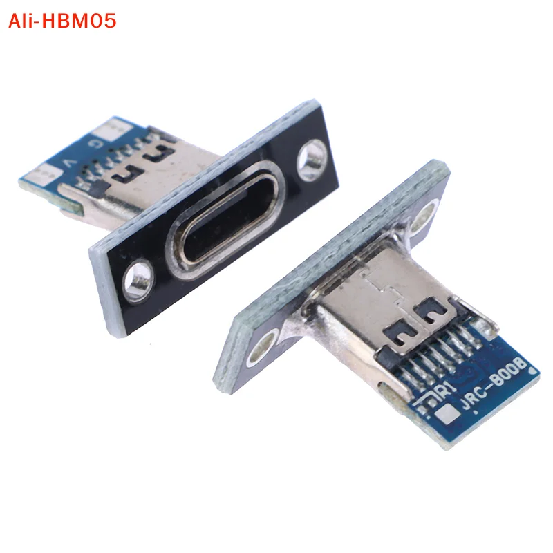 (HB05)10pc USB 3.1 Type C Socket With Screw Fixing Plate Type-C USB Jack Type-C 2Pin 4Pin Female Connector Jack Charging Port