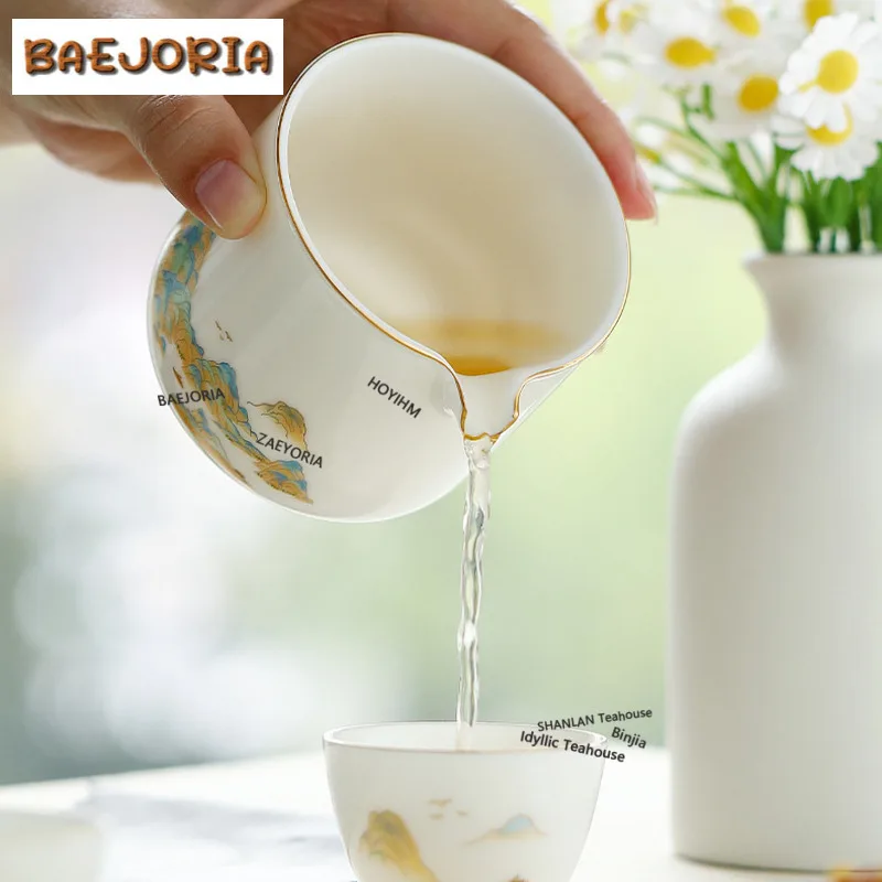 Landscape Distant Mountains Travel Tea Set Kit Aesthetic 1 Pot 4 Cups Tea Maker Organizer Portable Camping Stock Bags Decoration