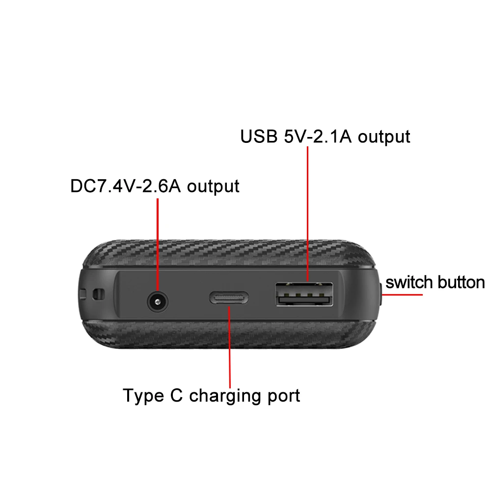 20000mah Power Bank tragbare beheizte Jacke Batterie DC 7,4 V 2,6 a USB 5 v2a Telefon externe Batterie für beheizte Jacke Weste Socken