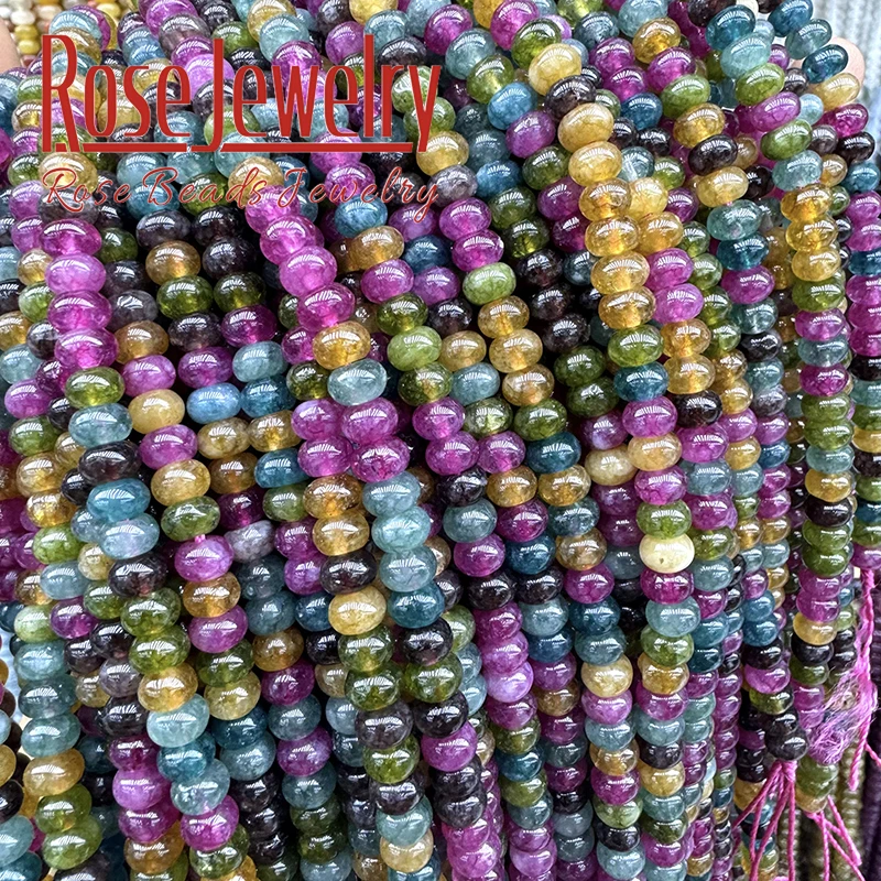 Natural Stone Colorful Tourmaline Abacus Round Loose Space Beads For Jewelry Making Beadwork DIY Bracelet Necklace 2x4mm 15\