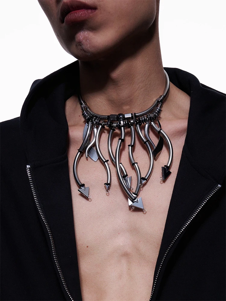 ZHUHE Heavy Tentacle Necklace Cyberpunk Style For Women Men's Jewelry Accessories Party Gifts