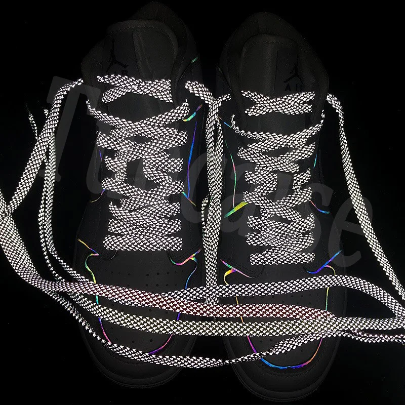 Cordones reflectantes para zapatos, cordones fluorescentes de calidad para zapatillas de deporte, cordones planos con brillo nocturno, 1 par, 3M